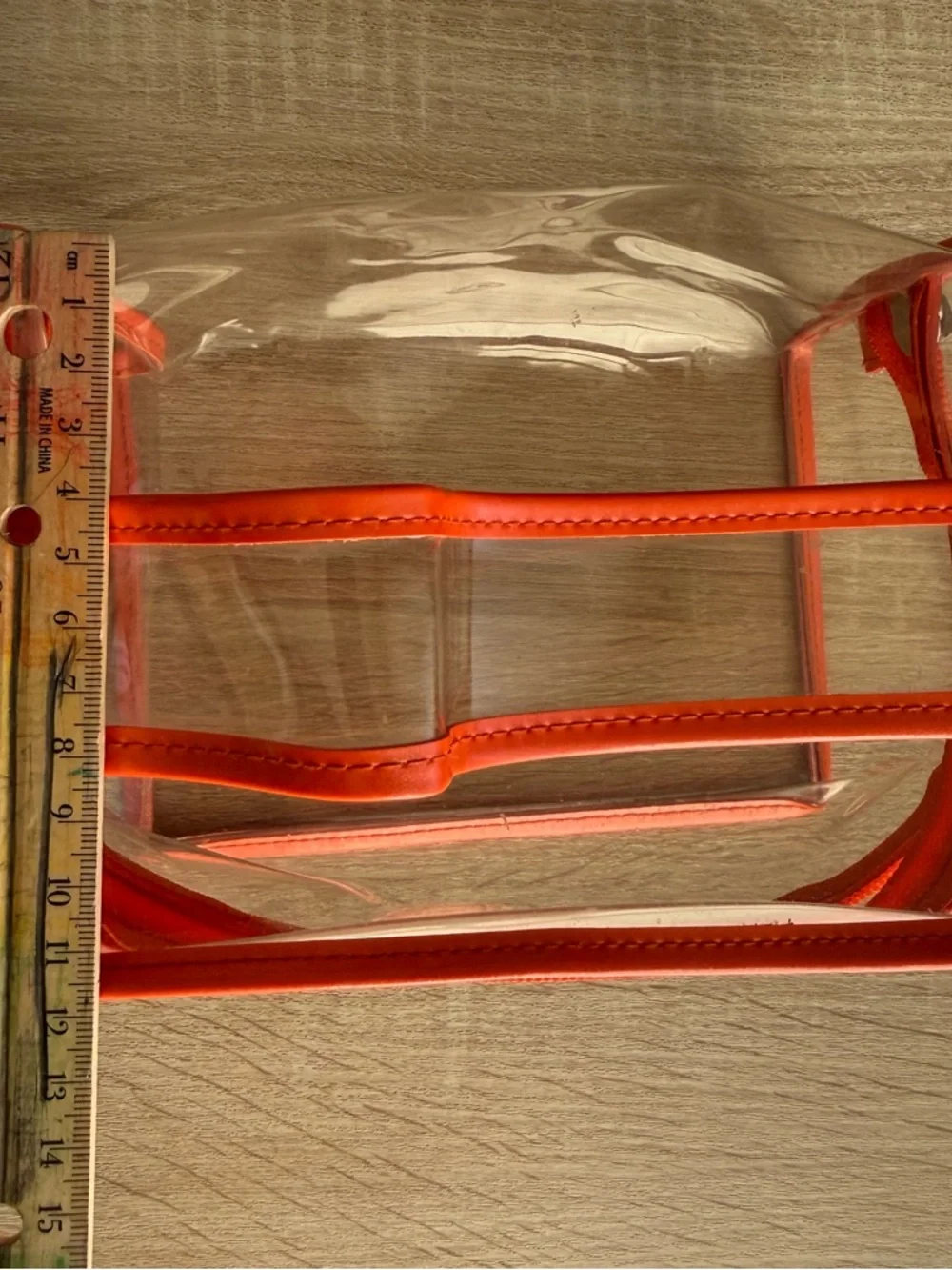 Clear Orange-Trim Cosmetic Organizer Bag